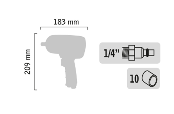 Coffret clé à chocs 1/2″ –  » WOLF CONTROL » + 10 douilles