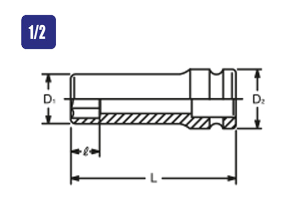 Douilles longues à chocs 1/2" - GP14300M12