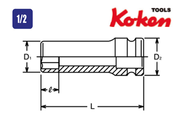 Douilles longues à chocs à parois fines 1/2&Prime;