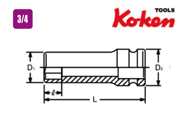 Douilles longues à chocs 3/4" - GP16300M24