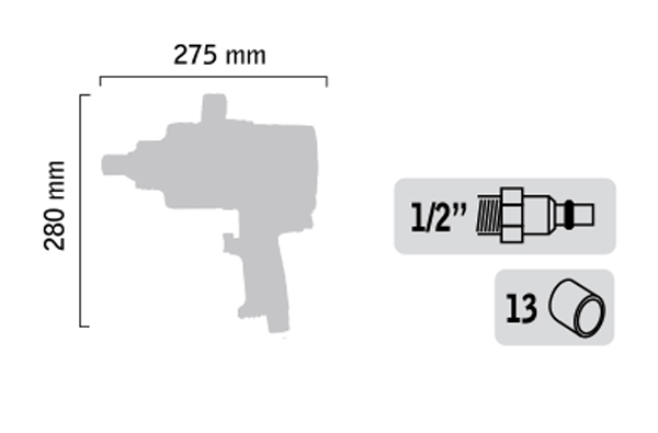 Clé à chocs 1″ – Broche longue