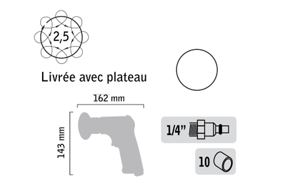 Coffret kit mini ponceuse orbitale 2 plateaux Ø 2 et 3