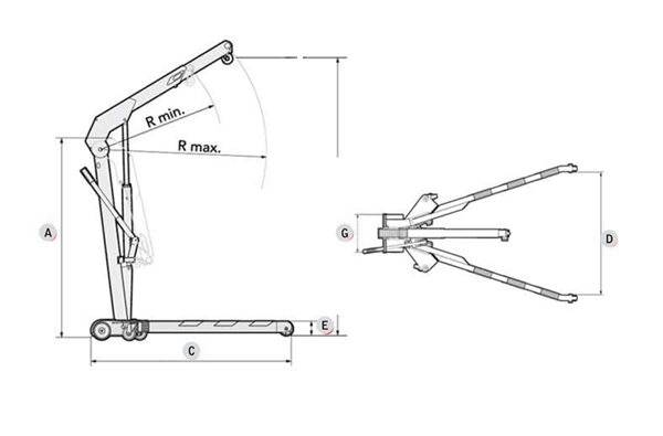 Grue d’atelier pliable MEGA – capacité 700 kg