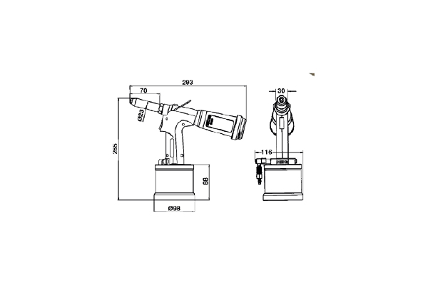 Riveteuse oléopneumatique pour rivets aveugles stand