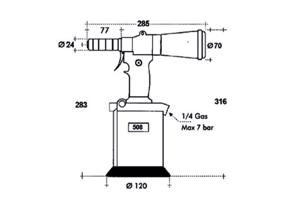 Riveteuse oléopneumatique pour rivets de structure et boulons à sertir