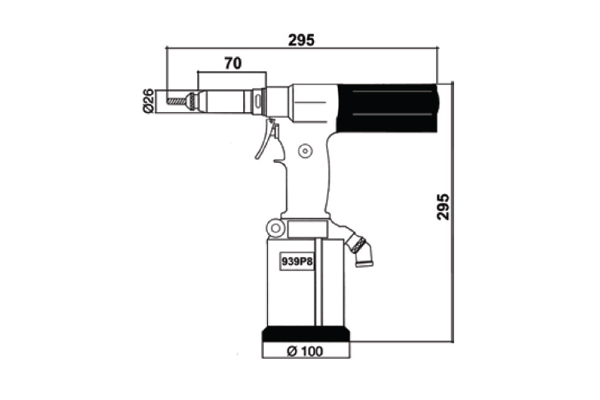 Sertisseuse oléopneumatique pour écrous de M3 à M12 course 8 mm